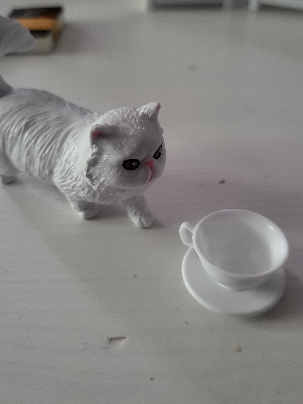 Zuru Mini Brands Book - White Cat Figurine Toy with Tea Cup